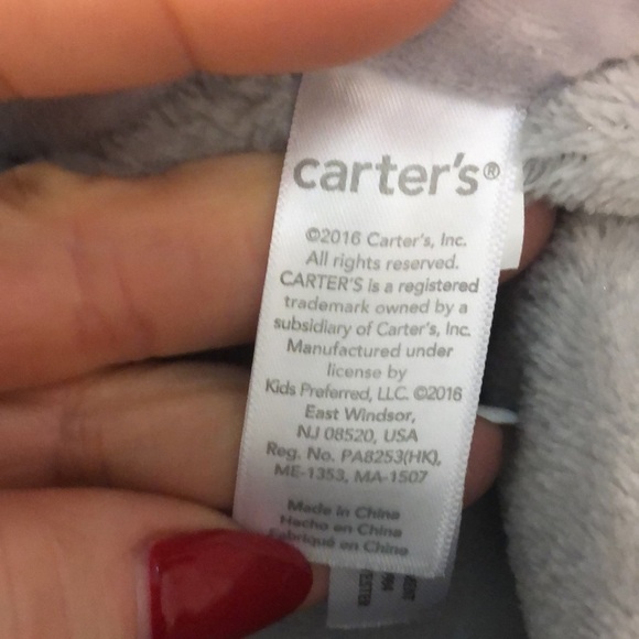 Carters Lovey Security Blanket Elephant Gray Satin Trim Toy 2016 Plush Baby - Picture 6 of 10